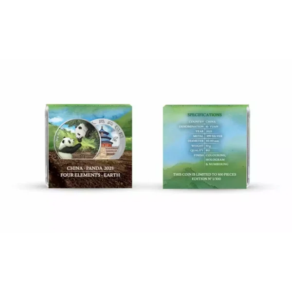 2023 China Panda Four Elements: Water, Air, Fire, Earth 4x30g .999 Silver Collection