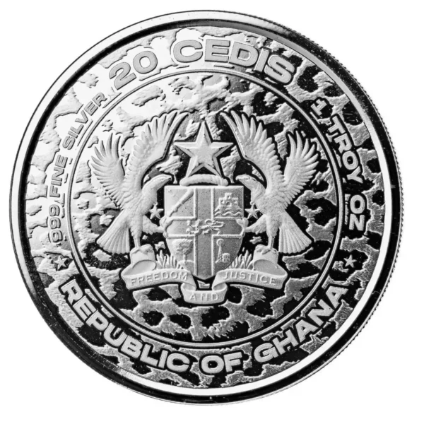 2023 1oz Ghana Scottsdale Mint  African Leopard .999 Silver Proof Like Coin