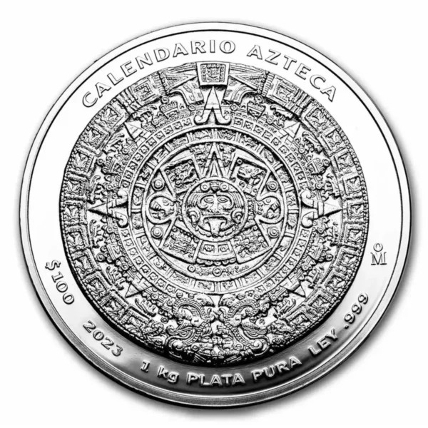 2024 1KG Mexico .999 Silver Aztec Calendar W/Box and COA