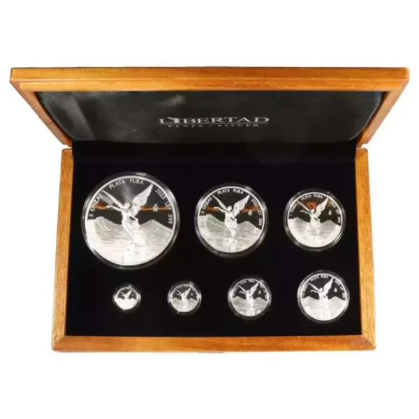 2023 Mexico Proof .999 Silver Libertad 7 coin sets w/ Box and COA
