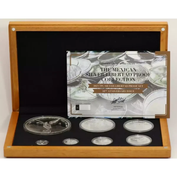 2023 Mexico Proof .999 Silver Libertad 7 coin sets w/ Box and COA