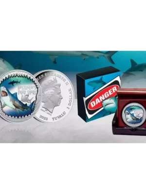 2023 1oz Tuvalu Australia's Tiger Shark .999 Silver Coin