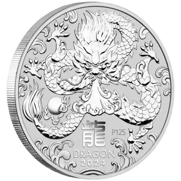 2024 2oz Australia Perth Mint Lunar Series III - Year of the Dragon .9999 Silver BU Coin