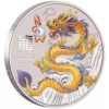 2024 1/2oz Australia Perth Mint Lunar Series III Yellow Dragon .9999 Silver Colorized BU Coin