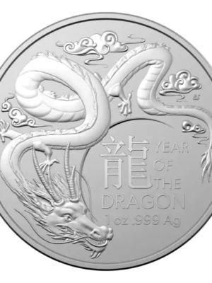 2024 1 oz Royal Australian Mint Lunar Series Year of the Dragon .999 Silver BU Coin