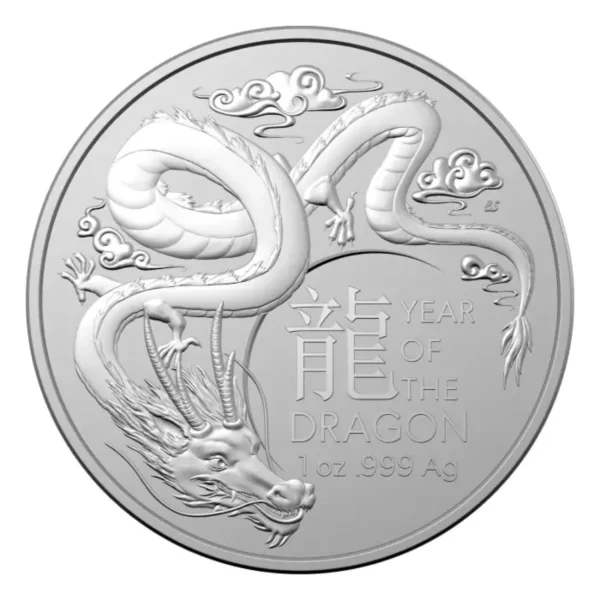 2024 1 oz Royal Australian Mint Lunar Series Year of the Dragon .999 Silver BU Coin
