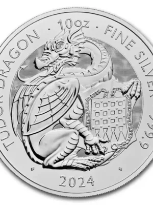 2024 10 oz Great Britain The Royal Tudor Beasts Series - The Welsh Dragon .9999 Silver BU Coin