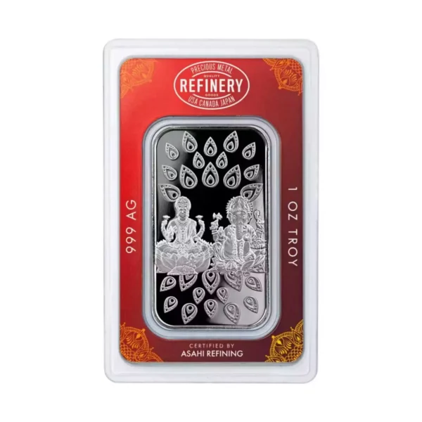 2024 1oz Asahi Mint Diwali Lakshmi .999 silver bar in Assay Card