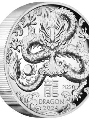 2024 1oz Australian Lunar Series III Year of the Dragon .9999 Silver Proof High Relief Coin