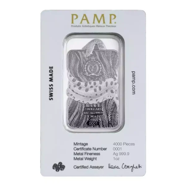 2024 1oz Niue PAMP Nature’s Grip - Green Anaconda .9999 Silver Shaped Coin Bar