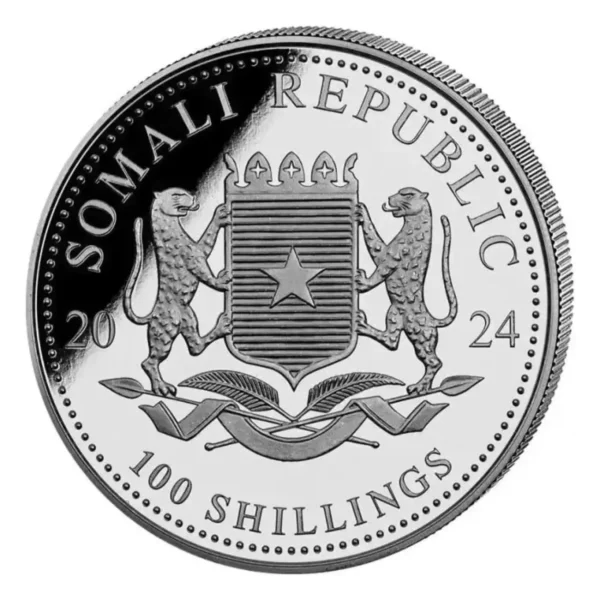 2024 1oz Somalia African Wildlife - Leopard .9999 Silver BU Coin