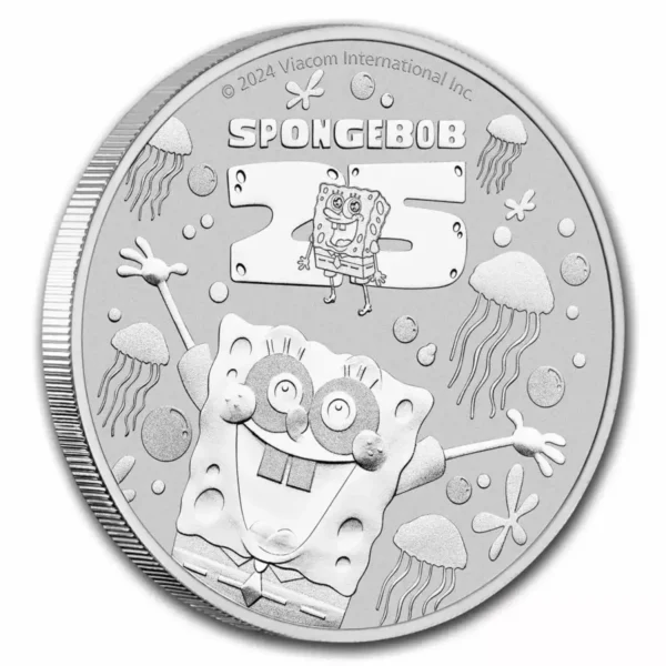 2024 1oz Tuvalu SpongeBob SquarePants 25th Anniversary .9999 Silver BU Coin