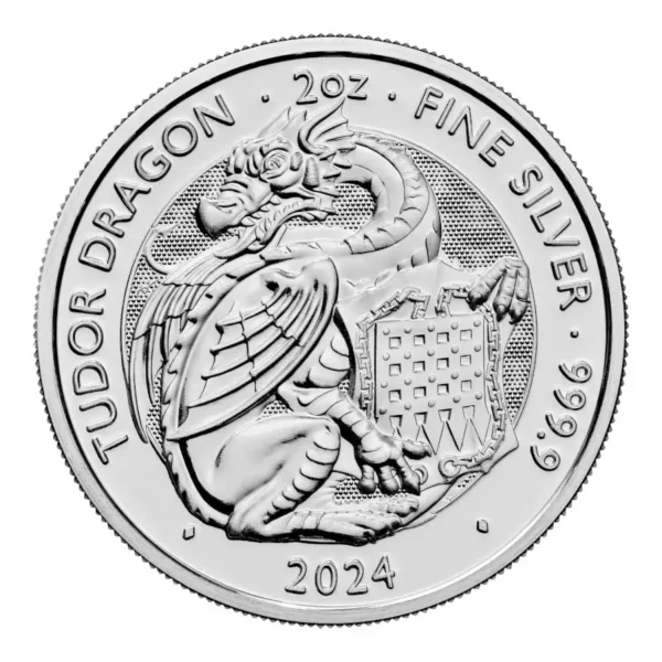 2024 2 oz Great Britain The Royal Tudor Beasts Series - The Welsh Dragon .9999 Silver Coin