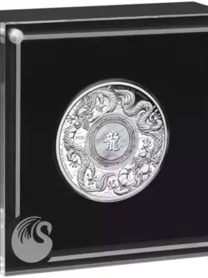 2024 2oz Australia Perth Mint Double Dragon Mother-of-Pearl .9999 Silver Coin