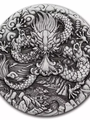 2024 2oz Australian Lunar Series III  Year of the Dragon .9999 Silver Antiqued Coin