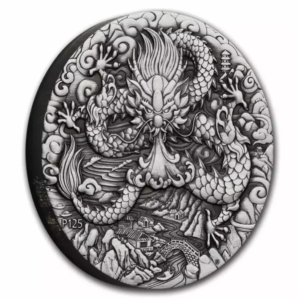 2024 2oz Australian Lunar Series III  Year of the Dragon .9999 Silver Antiqued Coin