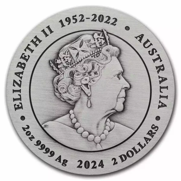 2024 2oz Australian Lunar Series III  Year of the Dragon .9999 Silver Antiqued Coin
