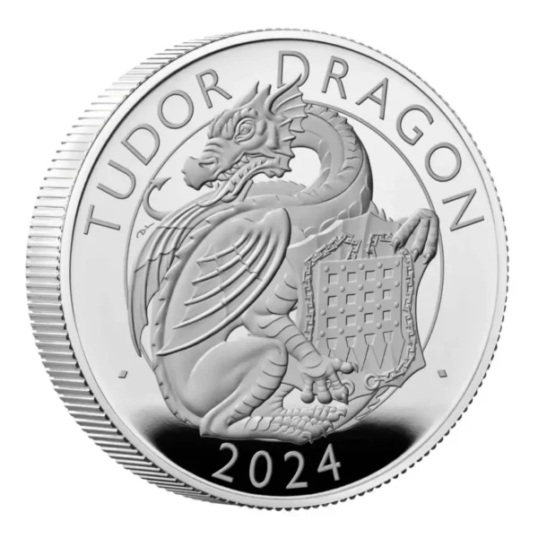 2024 2oz Royal Mint Tudor Dragon Proof .999 Silver Coin