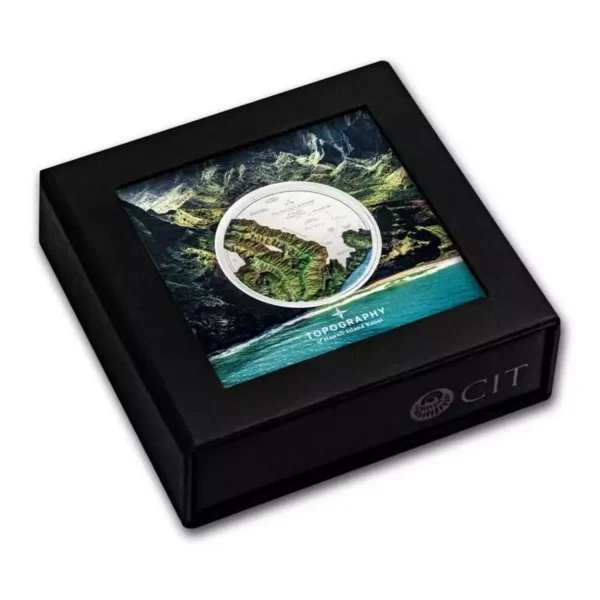 2024 5oz Cook Islands Topography Hawaii .9999 Silver Ultra High Relief Proof Coin