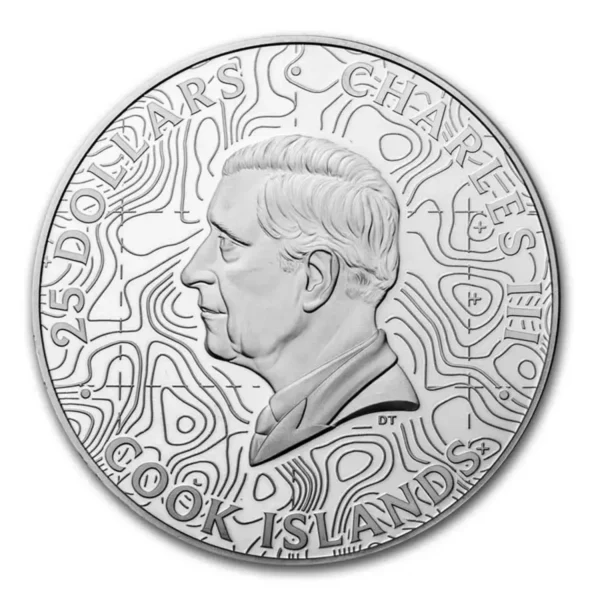 2024 5oz Cook Islands Topography Hawaii .9999 Silver Ultra High Relief Proof Coin