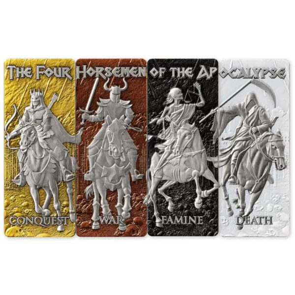 2024 4x 1oz Barbados Four Horsemen of the Apocalypse .999 Silver Bar Coin Set