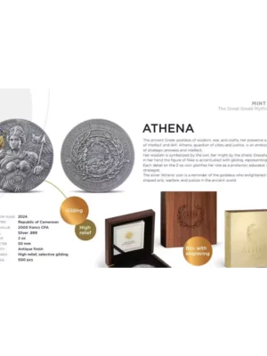2024 2oz Cameroon Greek Mythology Athena .999 Silver Coin