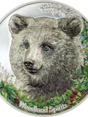 2024 1oz Mongolia Woodland Spirits - Bear .999 Silver Coin