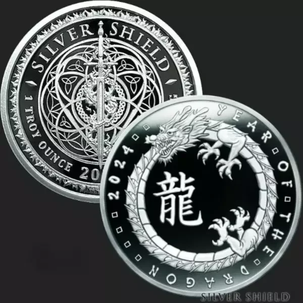 2024 1oz GSM Silver Shield Mini Mintage Series - Year of the Dragon V1 Sculpted .999 Silver Proof Medal