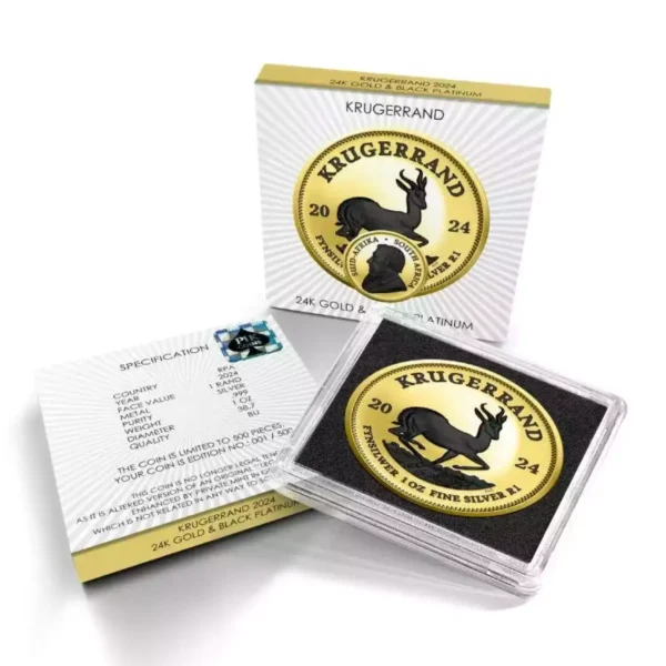 2024 1oz South Africa Krugerrand 24k Yellow Gilding .999 Silver Coin