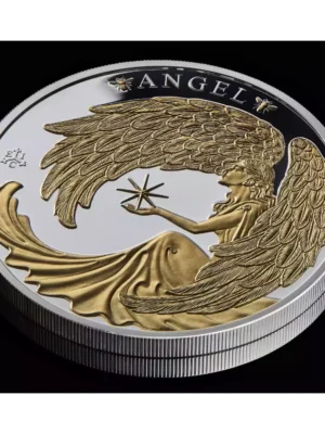 2024 1oz St. Helena Lucky Angel Gold Gilt Proof .999 Silver Coin
