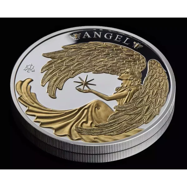 2024 1oz St. Helena Lucky Angel Gold Gilt Proof .999 Silver Coin