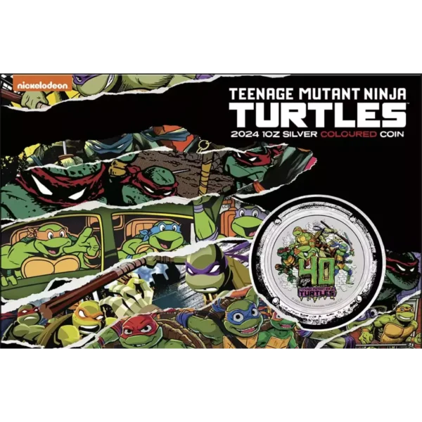 2024 1oz Tuvalu Teenage Mutant Ninja Turtles 40th Anniversary .9999 Silver Colored Coin in Card