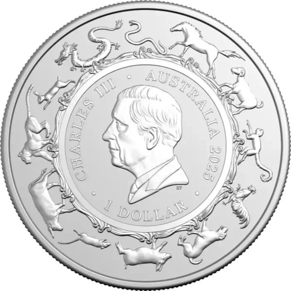 2025 1 oz Royal Australian Mint Lunar Series -Year of the Snake .999 Silver BU Coin