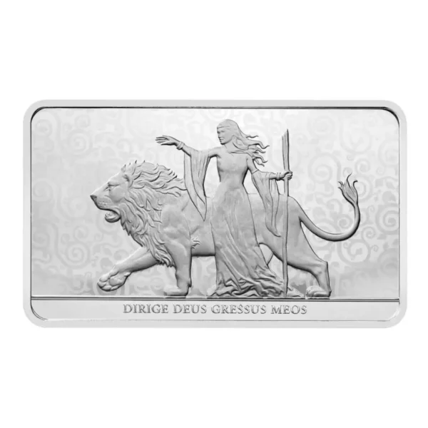 100 oz Una and the Lion .9999 Silver BU Bar Horizontal