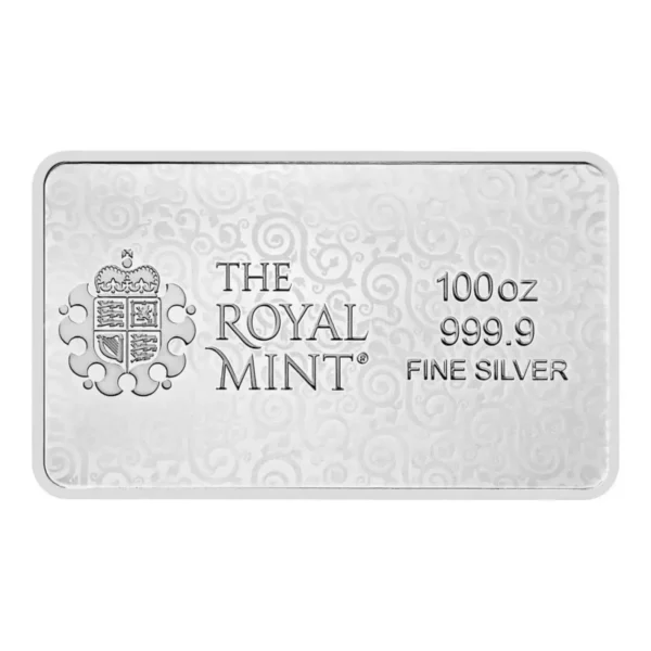 100 oz Una and the Lion .9999 Silver BU Bar Horizontal