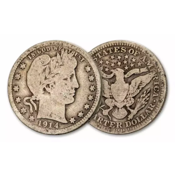 US 90% Silver Coinage -- Barber Quarters  width=